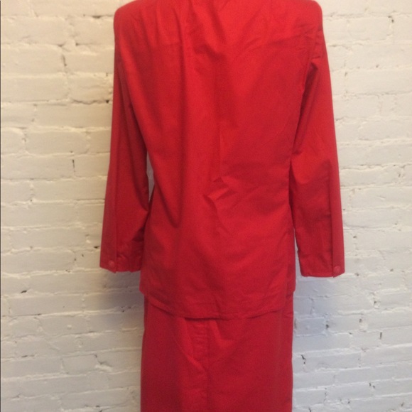Vintage 80s Juno skirt suit red cotton size 11 - Picture 9 of 9